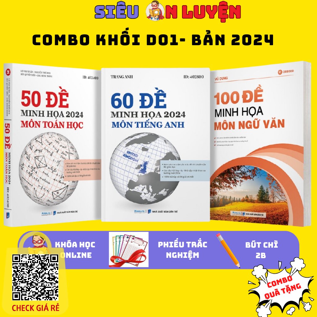 Sách- 50 Bộ Đề Minh Họa Khối A1 Toán- Lý- Anh-  Bản Cập Nhật Ôn Thi THPT Quốc Gia Năm 2024