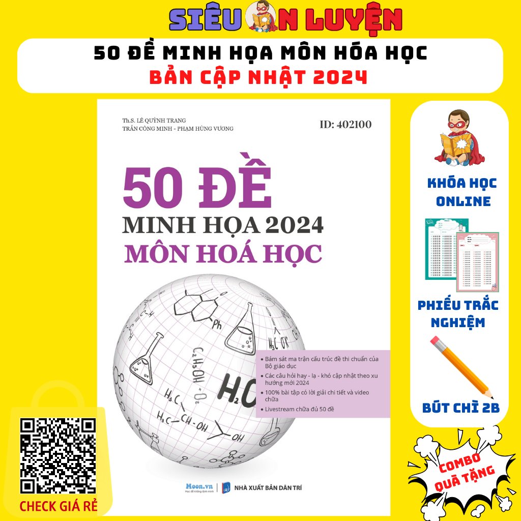 Sách- 50 Bộ Đề Minh Họa Môn Hóa Học Bản Cập Nhật Ôn Thi THPT Quốc Gia Năm 2024