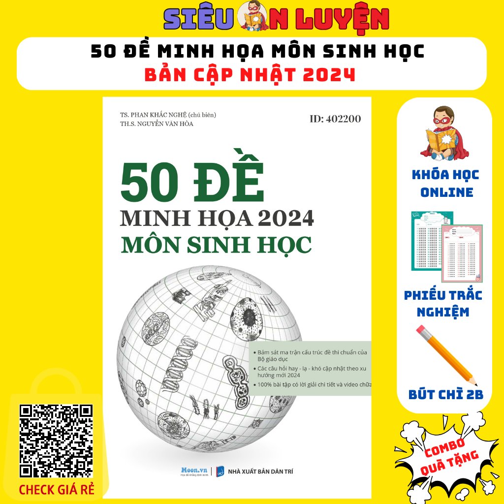 Sách- 50 Bộ Đề Minh Họa Môn Sinh Học Bản Cập Nhật Ôn Thi THPT Quốc Gia Năm 2024