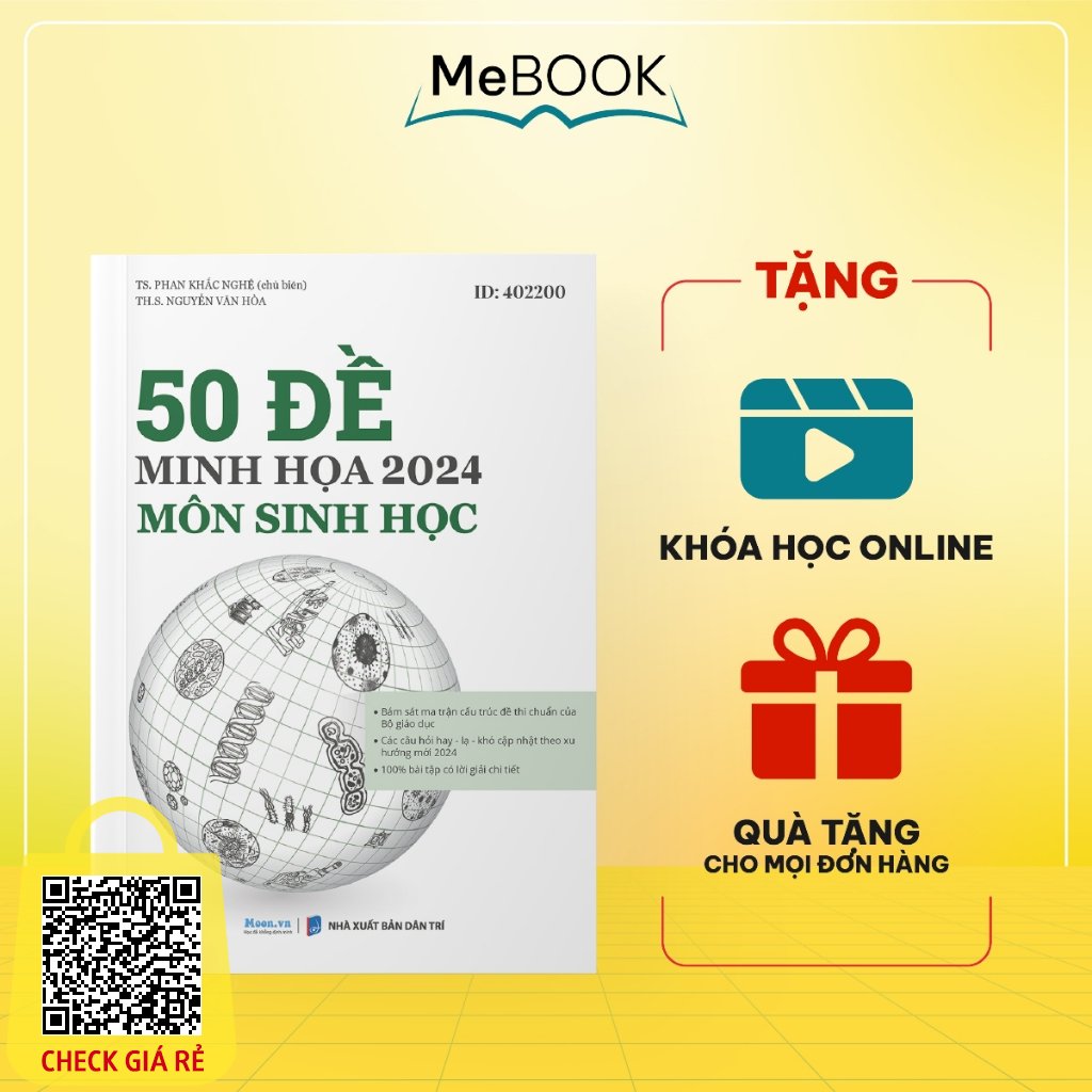 Sách 50 bộ đề minh họa môn Sinh học Thầy Phan Khắc Nghệ - sách luyện thi đại học lớp 12 - Me Book