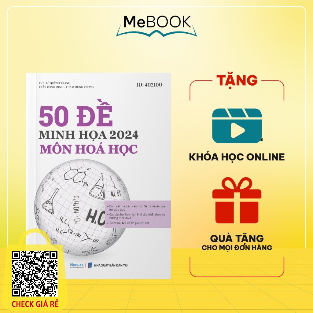 Sách 50 đề minh họa môn Hóa học THPT quốc gia bản 2024 Luyện thi đại học lớp 12 - Me Book