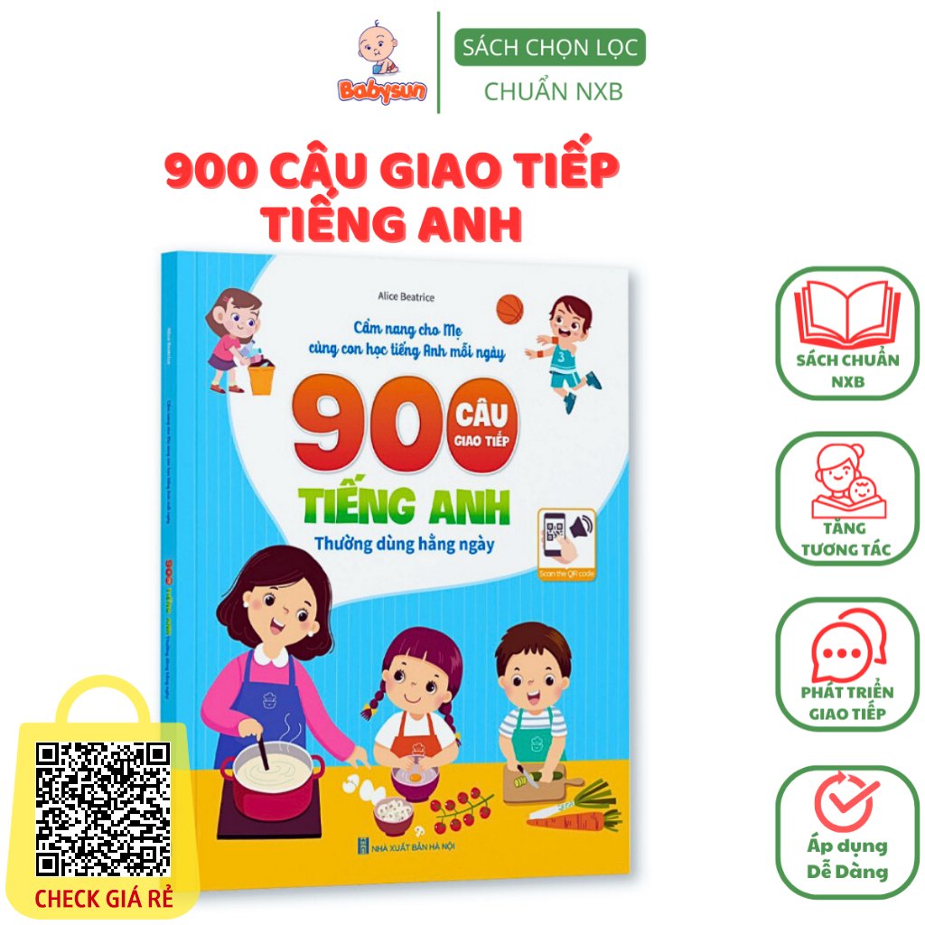 Sách -900 Câu Tiếng Anh Giao Tiếp Thường Dùng Hằng Ngày- Cùng con học tiếng anh mỗi ngày