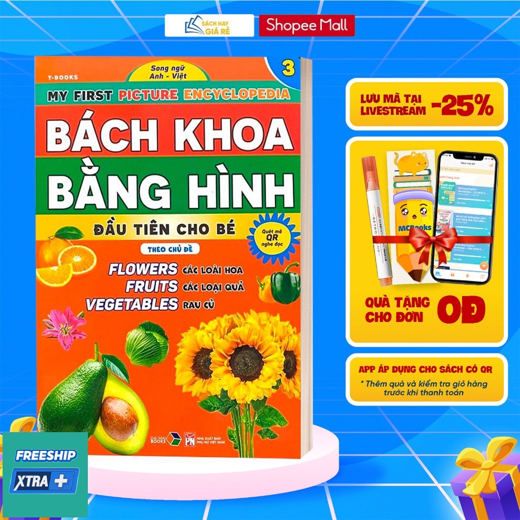 Sách Bách khoa bằng hình đầu tiên cho bé theo chủ đề 3 - song ngữ Anh Việt - Quét mã QR nghe đọc