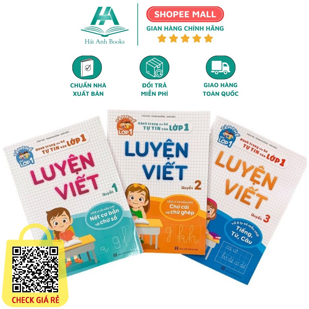 Sách Bộ 3 luyện viết - Hành trang cho bé tự tin vào lớp 1 Hải Anh Books