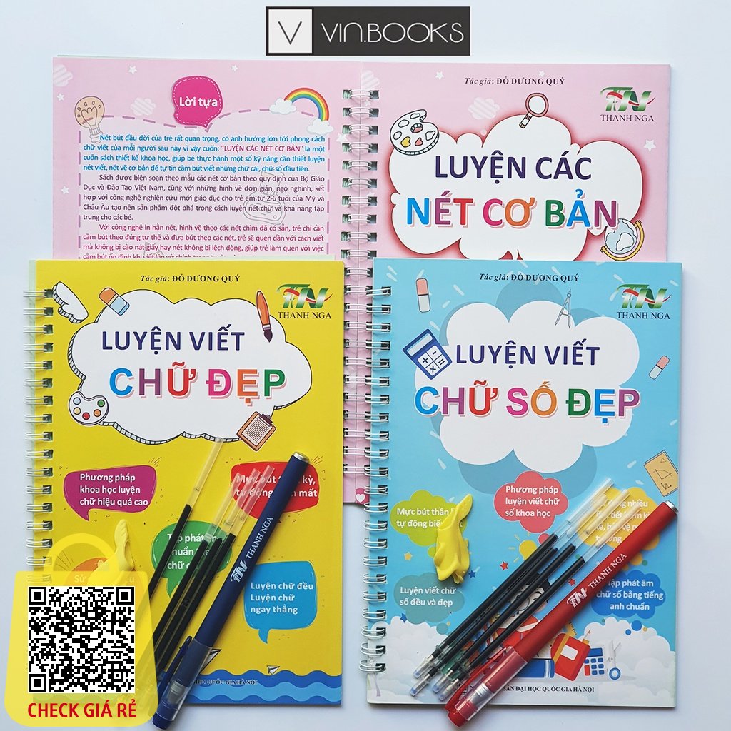 Sách Bộ 3 Quyển Luyện Viết Thần Kỳ Tự Xóa Chữ Đẹp Số Đẹp Nét Cơ Bản Phiên Bản Chuẩn Tiếng Việt Và Ngòi