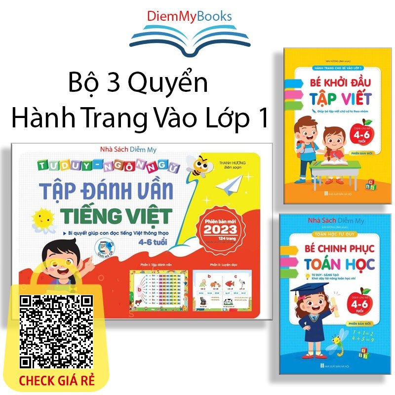 Sách- Bộ 3 Quyển Tập Đánh Vần - Bé Chính Phục Toán Học - Bé Khởi Đầu Tập Viết Hành Trang Vào Lớp 1 Dành Cho Bé Từ 4-6 Tuổi