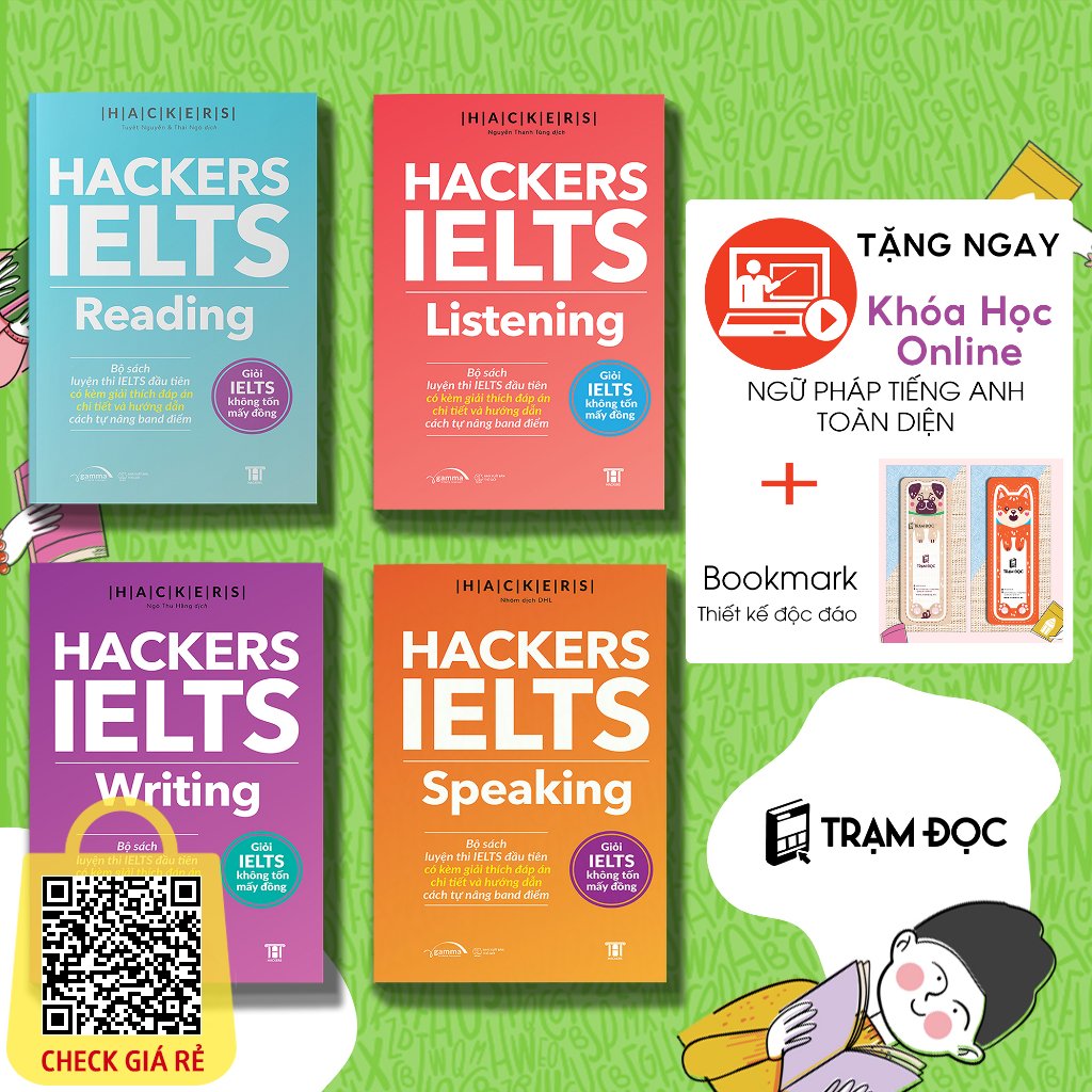 Sách Bộ 4 Cuốn Hackers IELTS (Listening + Reading + Speaking + Writing)