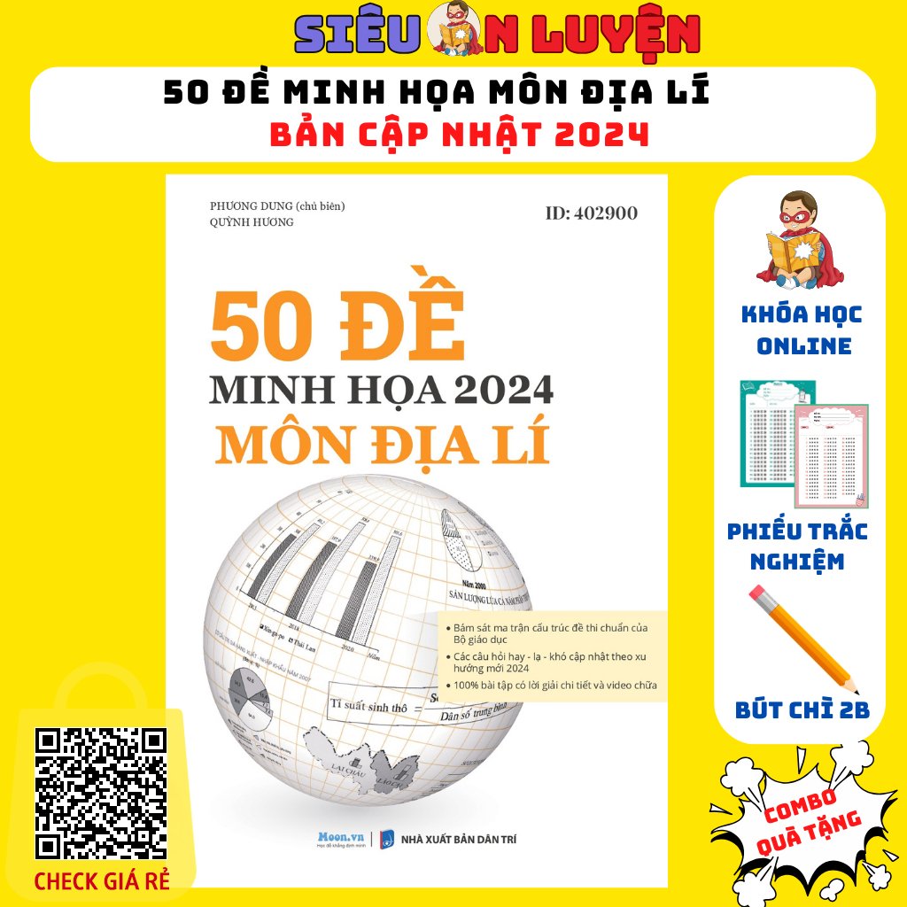 Sách- Bộ 50 Đề Minh Họa Môn Địa Lí Bản Cập Nhật Ôn Thi THPT Quốc Gia Năm 2024