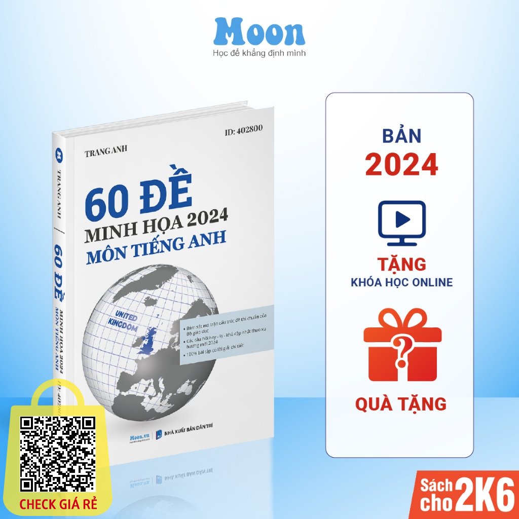 Sách bộ 60 đề minh họa luyện thi THPTQG 2024 môn Tiếng Anh cô Trang Anh - Sách ID