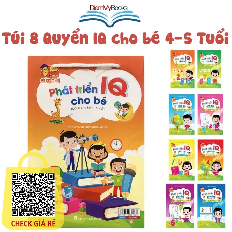 Sách Bộ 8 Quyển Phát Triển IQ Cho Bé Từ 4 5 Tuổi Mẫu Giáo Các Chủ Đề Khác Nhau: Luyện Viết - Làm Toán - Tư Duy - So Sánh