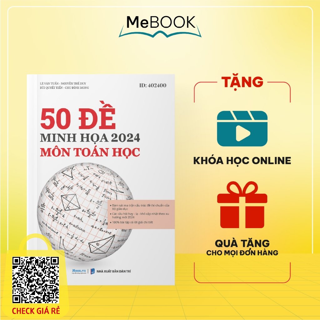 Sách bộ đề minh họa môn toán ôn thi THPT quốc gia bản 2024 - luyện đề thi đại học toán lớp 12 Me Book