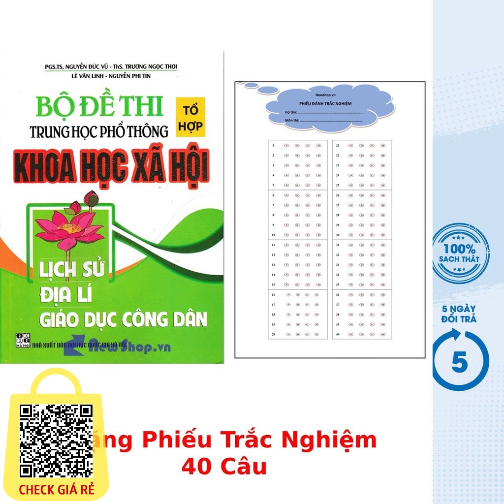 Sách Bộ Đề Thi THPT Quốc Gia Khoa Học Xã Hội Tổ Hợp Lịch Sử Địa Lí GDCD + Tặng Phiếu Trắc Nghiệm 40 Câu HA