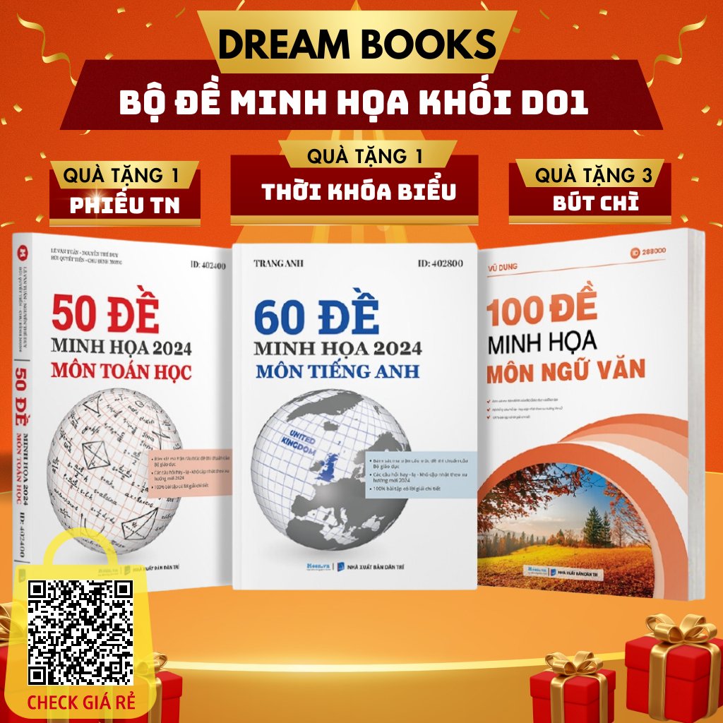 Sách- Bộ Đề Thi Trắc Nghiệm Khối D01 Toán Văn Anh Năm 2024- Sách Luyện Đề Minh Họa Ôn Thi THPT Quốc Gia