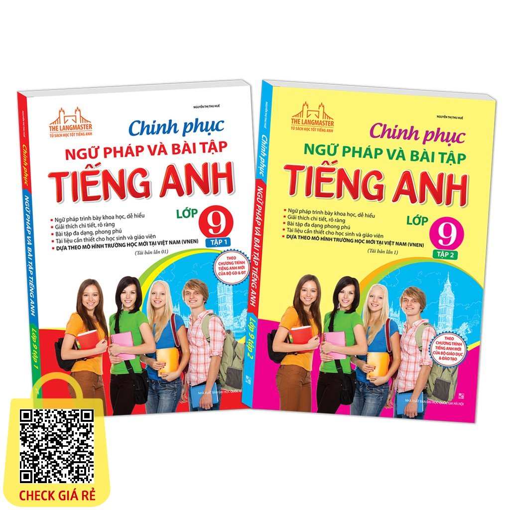 Sách - Combo Chinh Phục Ngữ Pháp Và Bài Tập Tiếng Anh lớp 9 (trọn bộ 2 tập) Tặng Kèm Bookmark