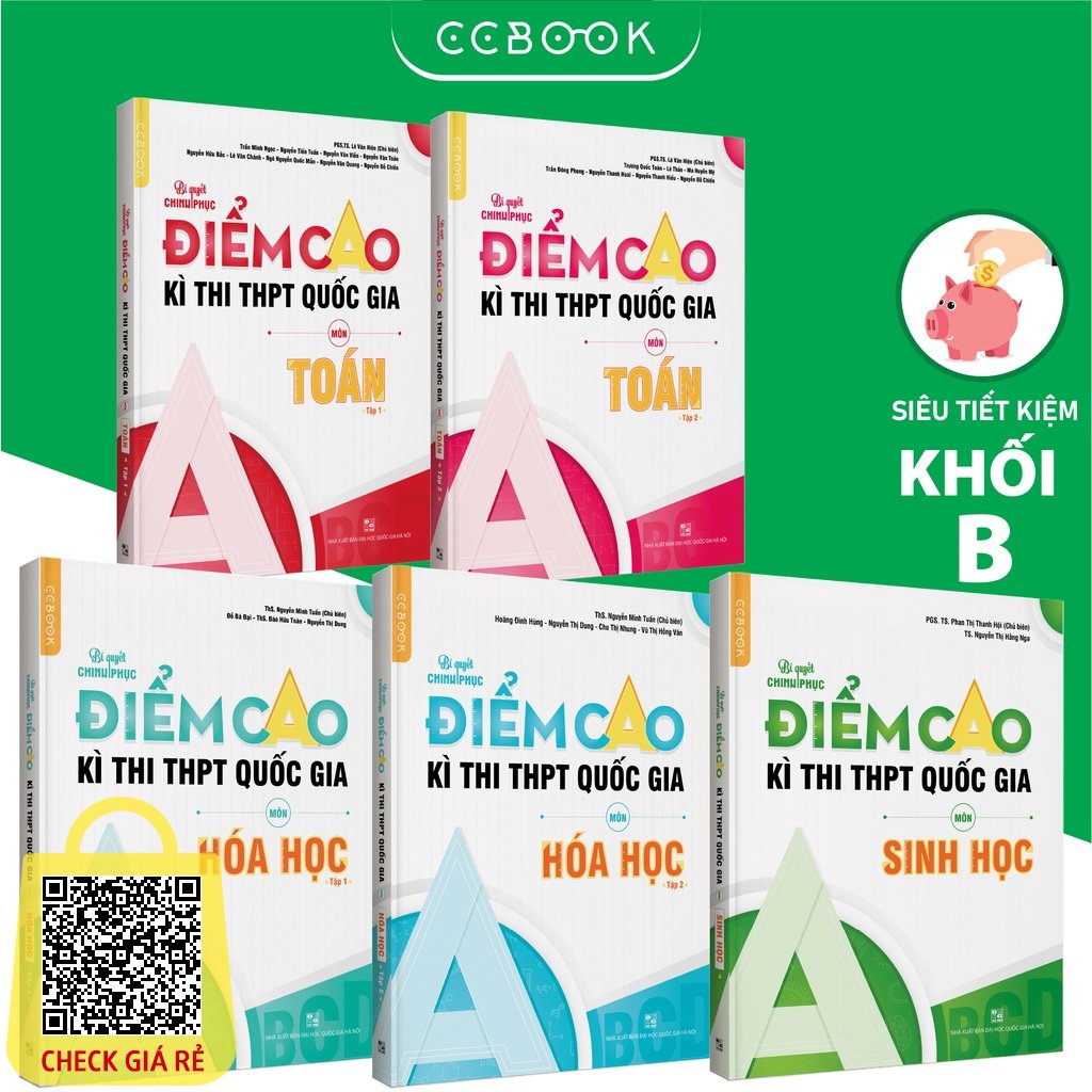 Sách – Combo lớp 12 khối B Bí quyết chinh phục điểm cao kì thi THPT quốc gia – Toán Hóa Sinh (5 cuốn) –Chính hãng CCbook