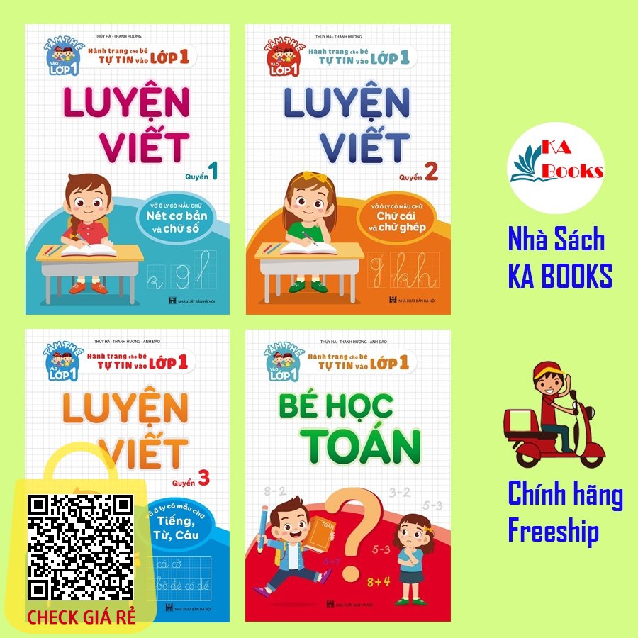 Sách Combo Luyện Viết và Bé Học Toán Hành Trang vào lớp 1 (4 cuốn)