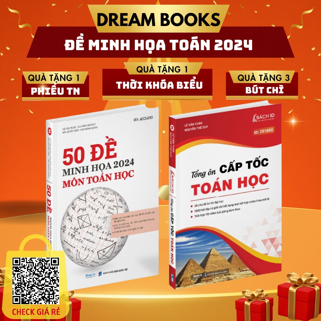 Sách- Combo Ôn Thi THPT Quốc Gia Môn Toán 2024: 50 Đề Minh Họa và Tổng Ôn Cấp Tốc Toán Học