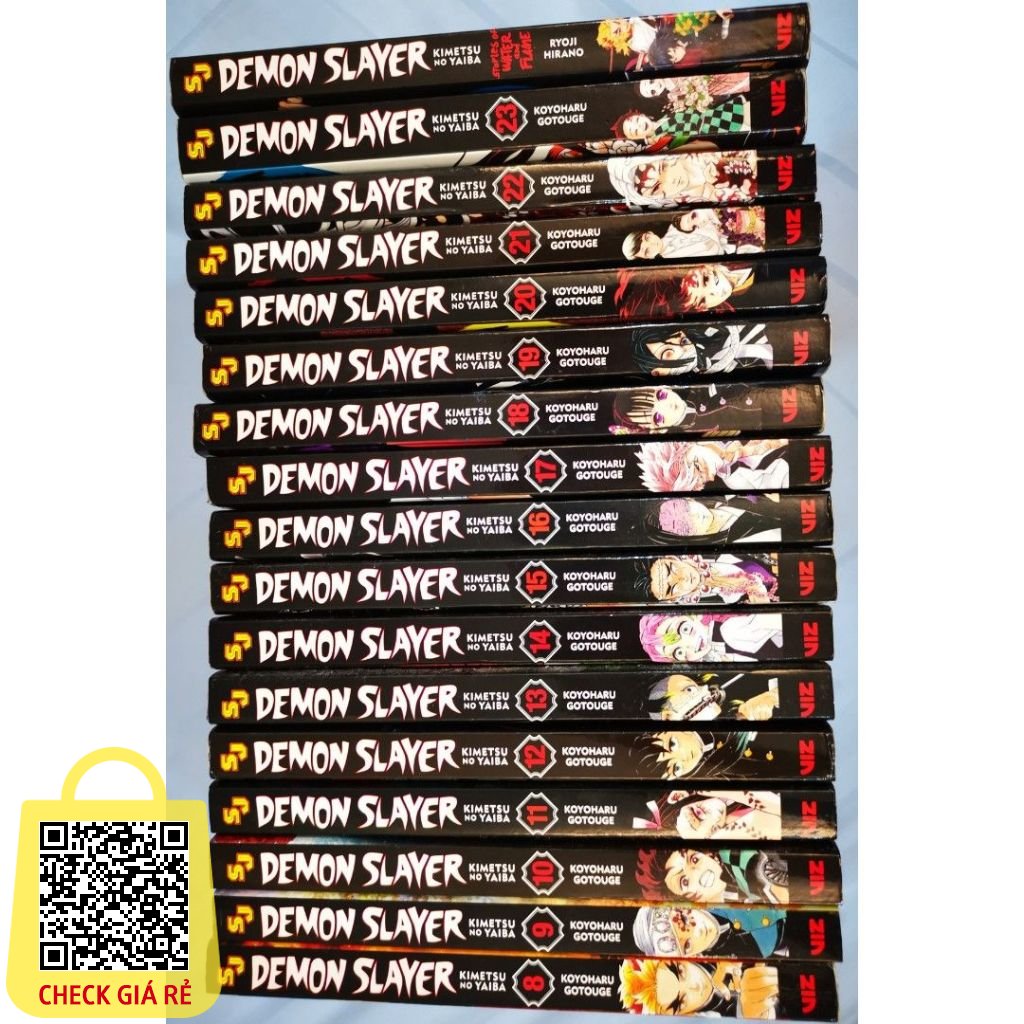 Sách Demon slayer Kimetsu No Yaiba tiếng anh giấy chống lóa 23 quyển