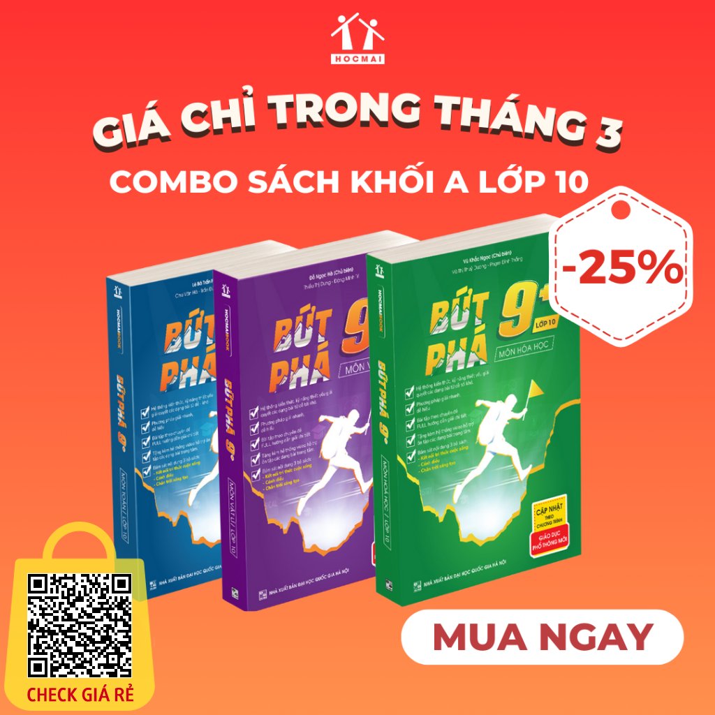 Sách [Giá chỉ trong tháng 3] Combo sách Bứt phá 9+ lớp 10 môn Toán, Lý, Hóa