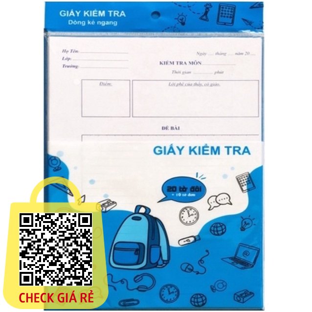 Sách - Giấy kiểm tra cấp 2 - (20 tờ đôi + 10 tờ đơn dòng kẻ ngang)