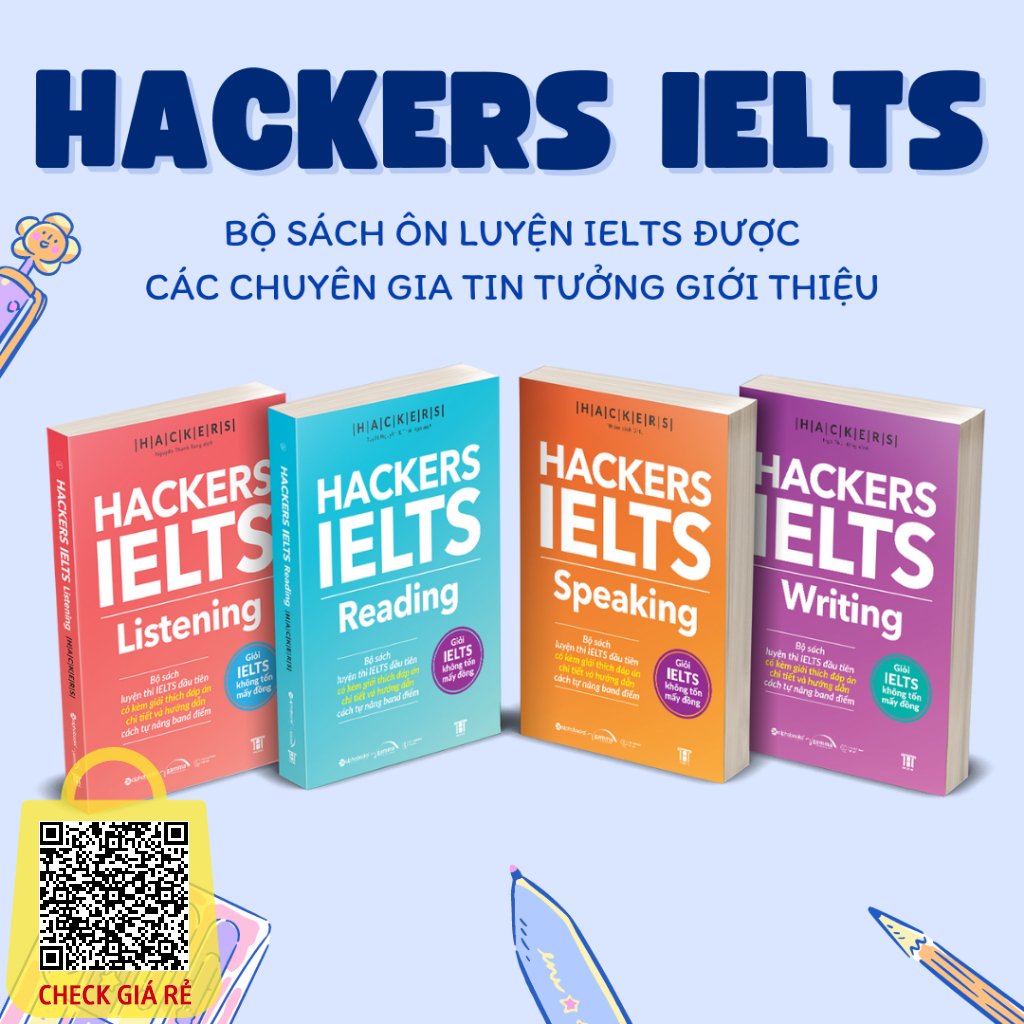 Sách HACKERS IELTS Cho Người Tự Học Ở Trình Độ Beginner (Tùy Chọn Reading/Listening/Writing/Speaking) - Kèm App Nghe