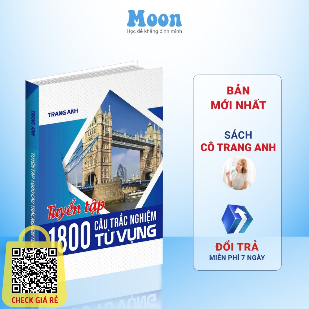 Sách học tiếng anh cô Trang Anh - tuyển tập 1800 câu trắc nghiệm từ vựng thpt.