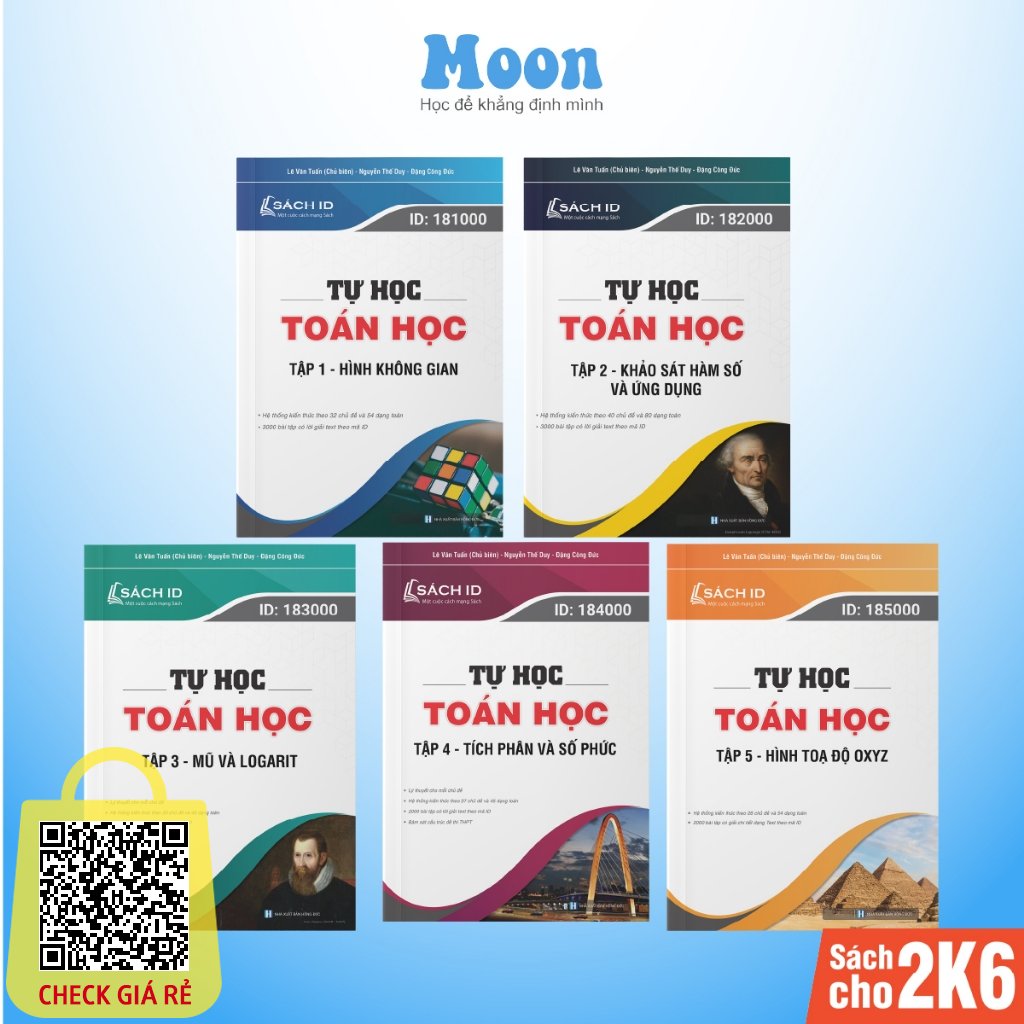 Sách ID toán ôn thi thpt quốc gia 2023 ôn luyện luyện thi đánh giá năng lực lớp 12 Combo 5 cuốn Moonbook.