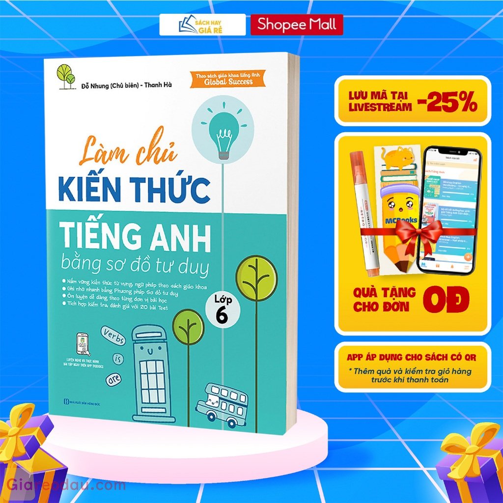 Sách Làm chủ kiến thức tiếng Anh bằng sơ đồ tư duy lớp 6 - Học kèm app