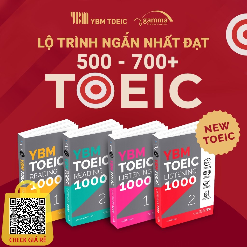 Sách: Lẻ/Combo YBM TOEIC 1000 Listening + Reading Vol.1 & Vol.2 (Trọn Bộ 4 Cuốn)