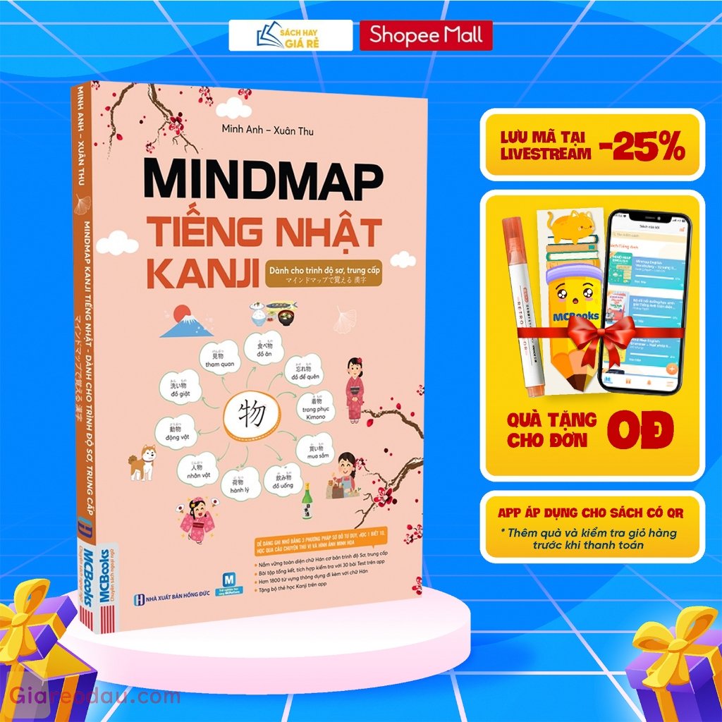 Sách Mindmap Kanji tiếng Nhật – Dành cho trình độ sơ - trung cấp - Học kèm app