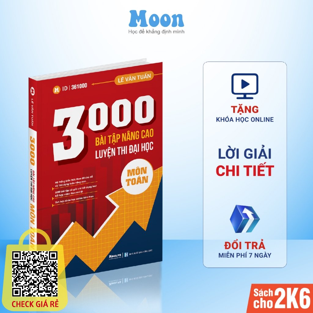 Sách nâng cao Toán lớp 12: 3000 bài tập luyện thi thpt quốc gia moonbook