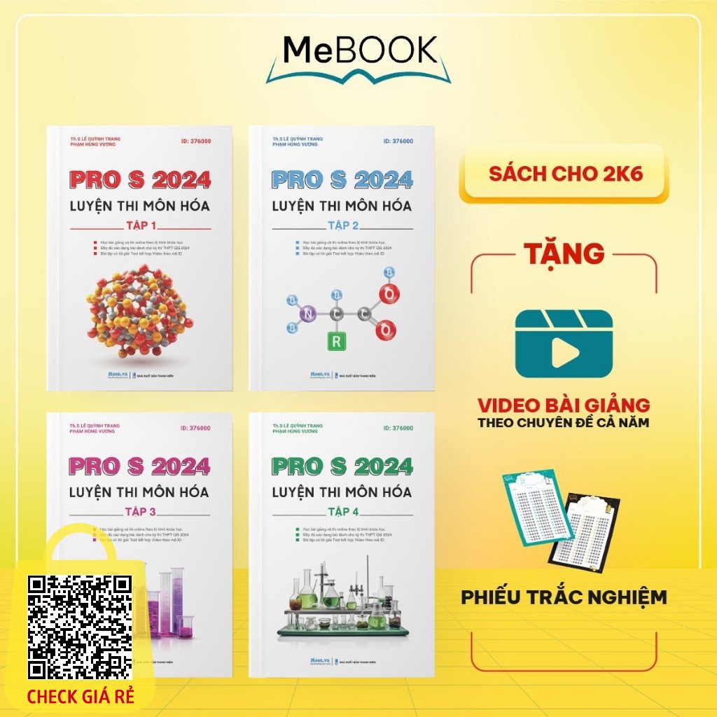 Sách ProS môn Hóa học luyện thi và tổng ôn 8+ kì thi THPT 2024 - Combo 4 quyển | Me Book