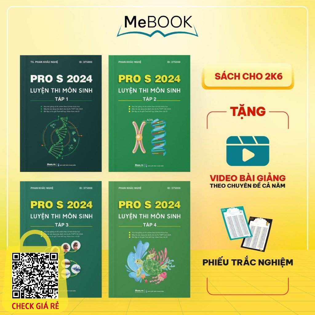 Sách ProS môn Sinh học luyện thi và tổng ôn 8+ kỳ thi THPT QG 2024 - Combo 4 cuốn | Me Book