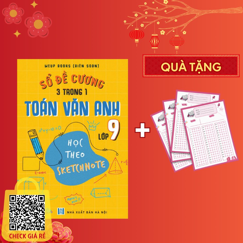 Sách Sổ Tay SKETCHNOTE Toán Văn Anh Lớp 9, Ôn Cấp Tốc Thi Vào 10