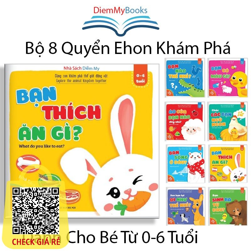 Sách Thiếu Nhi- Bộ 8 Quyển Ehon Cùng Con Khám Phá Thế Giới Động Vật (Song Ngữ Anh Việt) Dành Cho Bé Từ 0-6 Tuổi