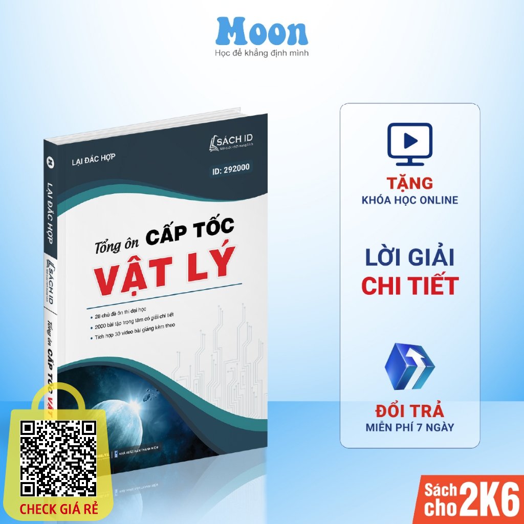 Sách Tổng ôn cấp tốc vật lý lớp 12 ôn thi thpt quốc gia 2023 Moonbook