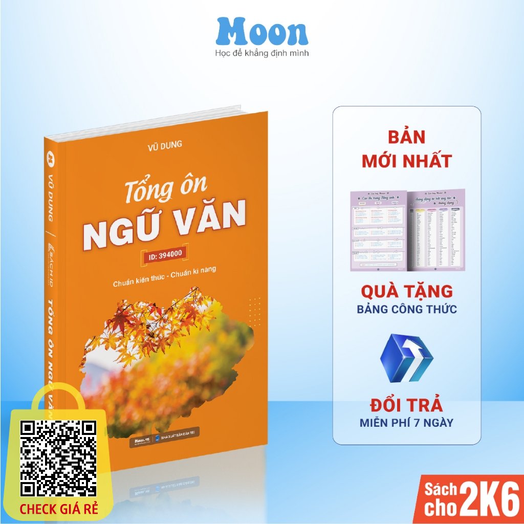 Sách Tổng ôn ngữ văn lớp 12 Moonbook, ôn thi thpt quốc gia 2024| SACHID