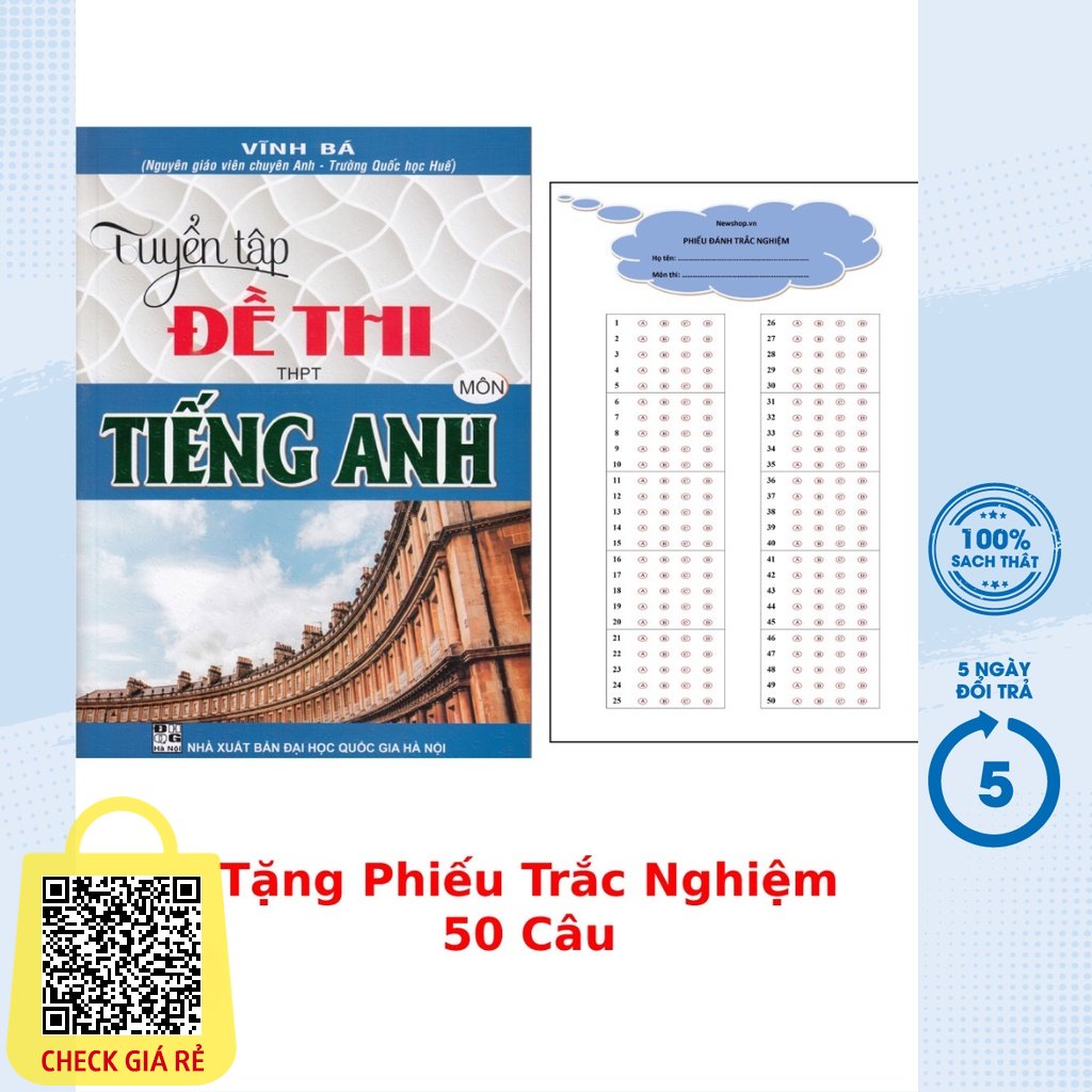 Sách Tuyển Tập Đề Thi THPT Môn Tiếng Anh ( Vĩnh Bá ) + Tặng Phiếu Trắc Nghiệm 50 câu HA