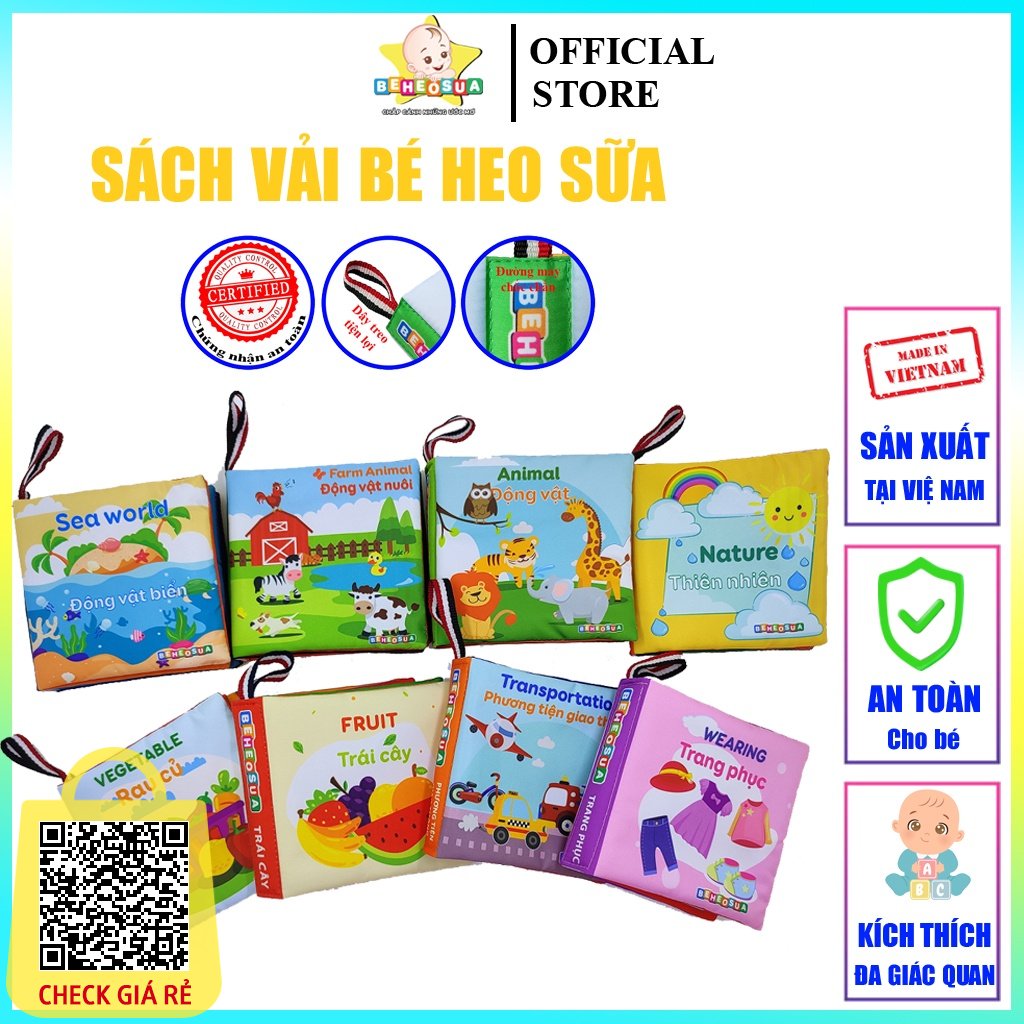 Sách vải sách vải cho bé kích thích thị giác với nhiều chủ đề bằng tiếng anh giúp bé vừa học vừa chơi