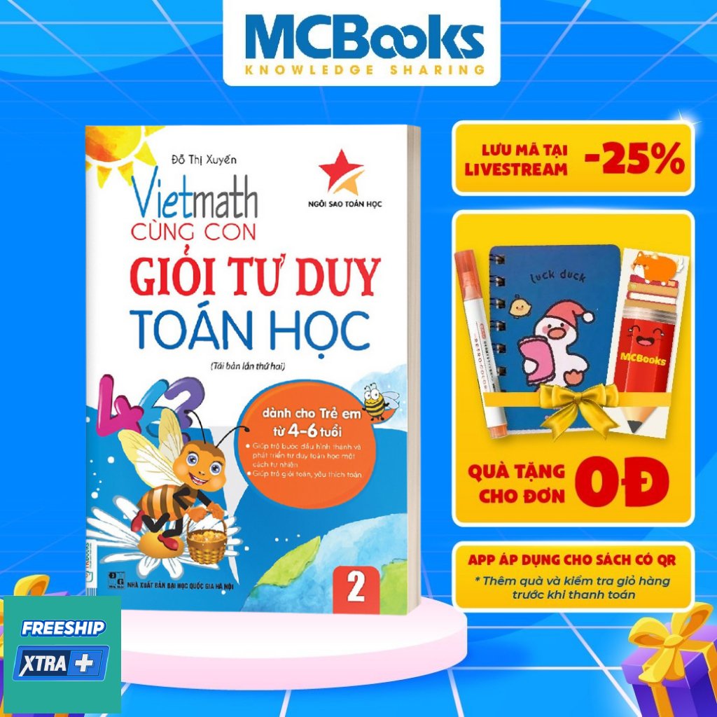 Sách Vietmath - Cùng con giỏi tư duy toán học 2 - MCBooks