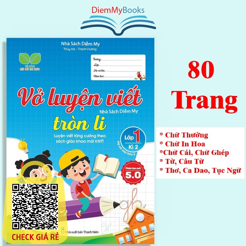 Sách Vở Luyện Viết Tròn Li Hạ Cỡ Chữ Tập Tô Chữ Thường - In Hoa - Từ Câu Từ - Thơ Ca Dao Dành Cho Học Sinh Lớp 1 80 Trang