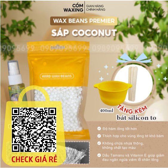 [Sáp siêu bám lông Coconut & Trong suốt] 100G Sáp wax lông cao cấp + Mỡ trăn dưỡng da 30ml