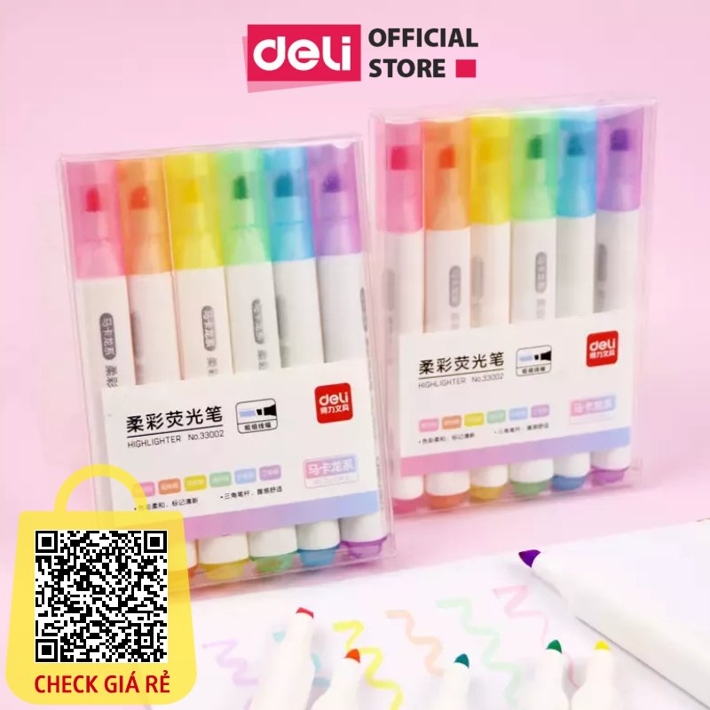 Set 6 Bút Highlight Màu Pastel Retro Đầu Vát Thân Tròn Giúp Ghi Nhớ Trang Trí Xinh Xắn Nhỏ Gọn Tiện Lợi