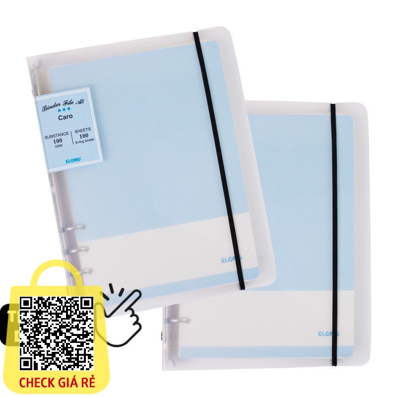 Sổ Caro ô 6x6mm nét đứt A5 binder còng sắt 200 trang Klong MS 516 kèm tab nhựa phân trang - bìa Pastel