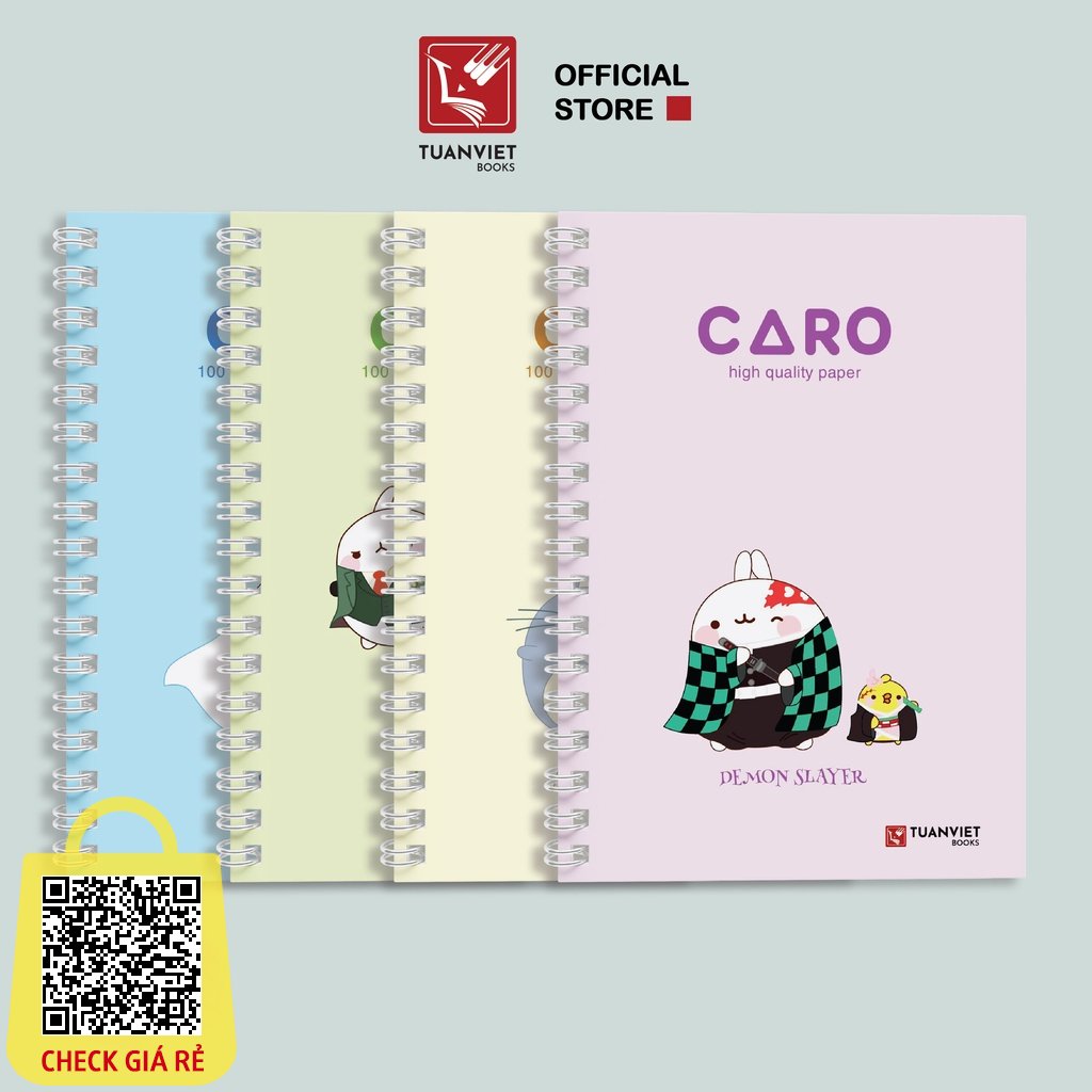 Sổ tay caro lò xo B5 TUANVIET BOOKS 200 trang - chủ đề Molang phù hợp ghi chép - nhật ký