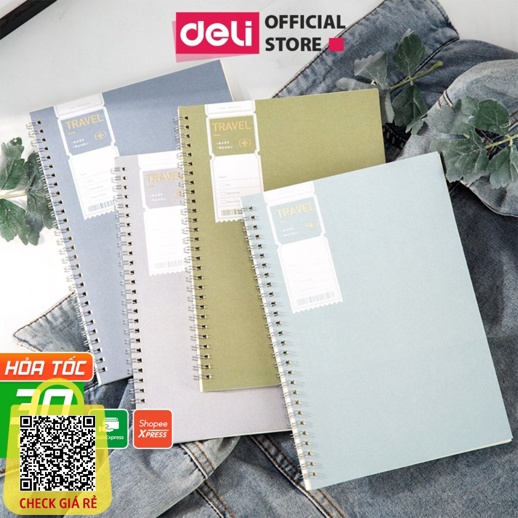 Sổ Tay Ghi Chép Lò Xo Kẻ Ngang A5 Gáy Xoắn 120 Trang Deli Sổ Kế Hoach Planner - Viết Nhật Kí - Tập Vở Học Sinh Văn Phòng