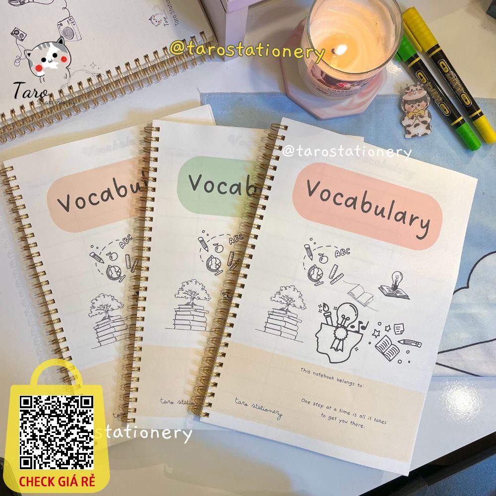 Sổ Vocabulary B5 ghi chú được 1800 từ, Sổ từ vựng tiếng Anh IELTS Taro Stationery