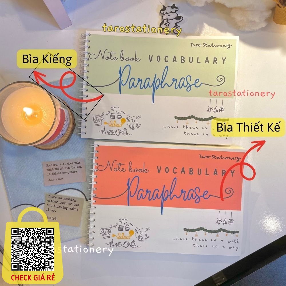 Sổ Vocabulary Paraphrase Sổ từ vựng IELTS, Sổ lò xo từ vựng Tiếng Anh Taro Stationery