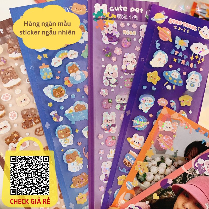 Sticker lấp lánh blink nhiều mẫu dễ thương dùng trang trí sách - máy tính - sổ - tủ - hộp viết - sách vở học tập - ốp lưng