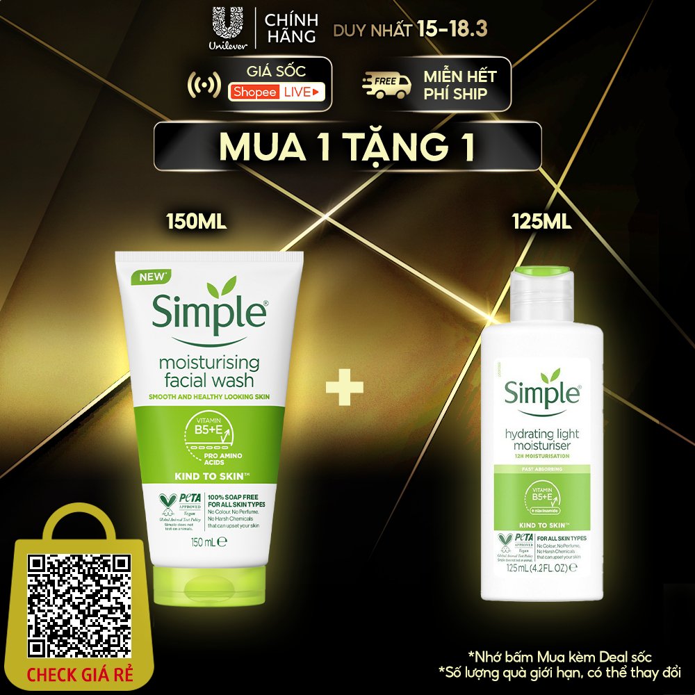 SỮA RỬA MẶT SIMPLE GIÚP DƯỠNG ẨM CHO DA TRÔNG KHỎE VÀ MỊN MÀNG 150ML [CHÍNH HÃNG ĐỘC QUYỀN] [DIỆN MẠO MỚI]